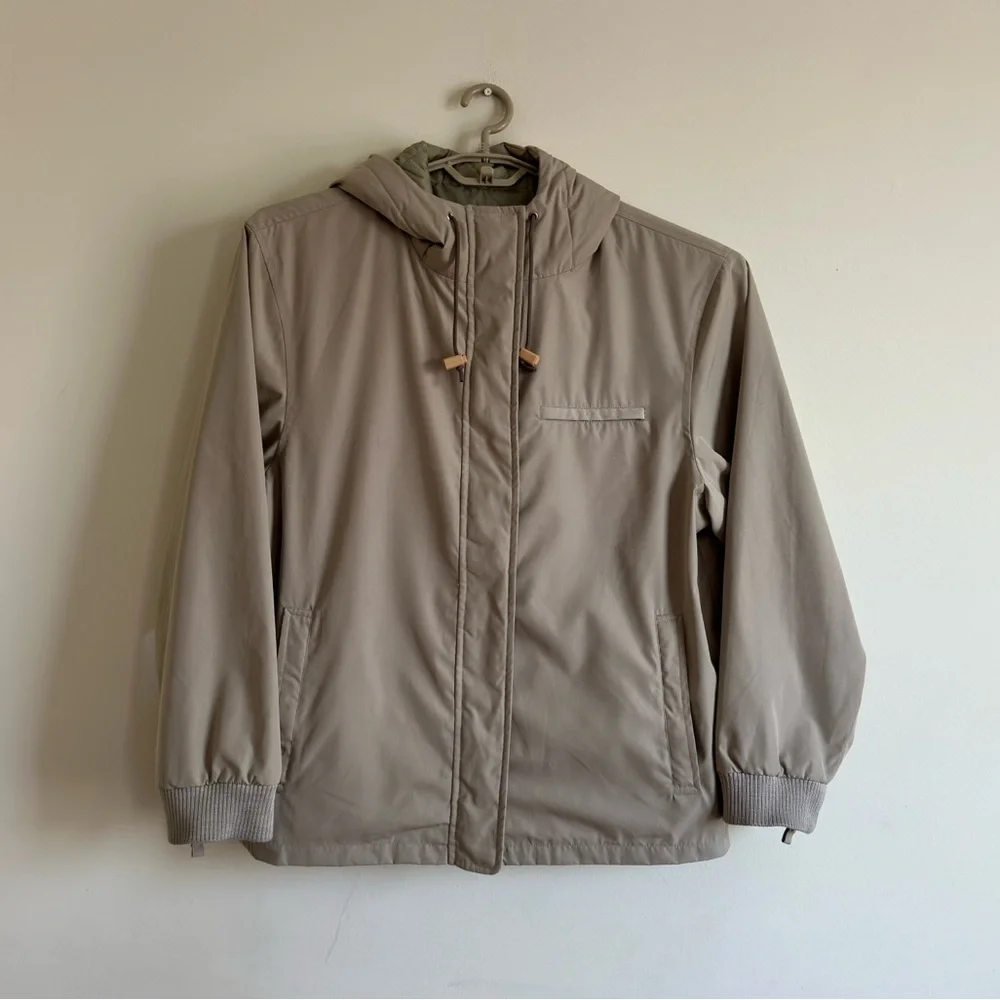 J.Crew Men’s Tan Hooded Jacket Lightweight Casual Zip Up Outdoor Coat Large